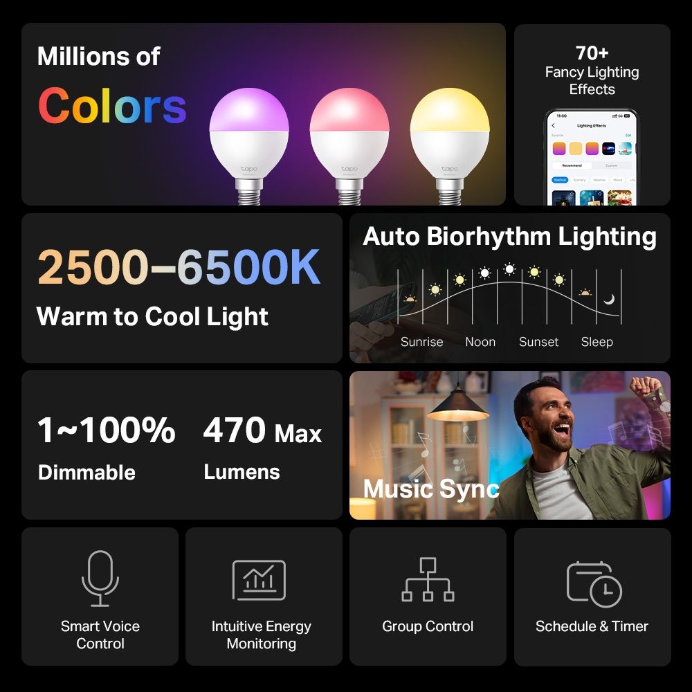 TP-Link Tapo L430P Smart P45 Light Bulb Multicolor