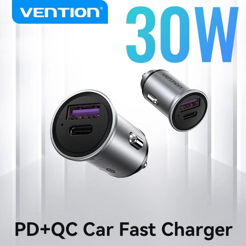 Vention Car charger USB-A+C 2port 30W Grey