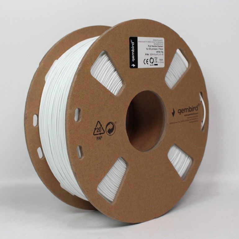 Gembird 3DP-PLA-FL-01-W PLA Flexible White1.75mm 1kg