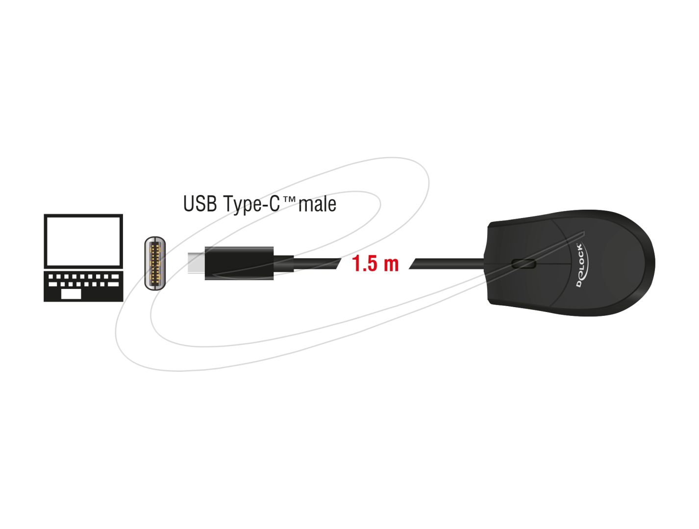 DeLock USB Type-C Mouse Black