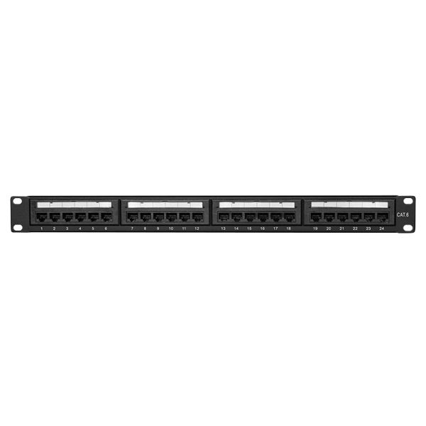 Logilink NP0004 Cat.6 patch panel 24-portos árnyékolatlan 19 rackbe Black