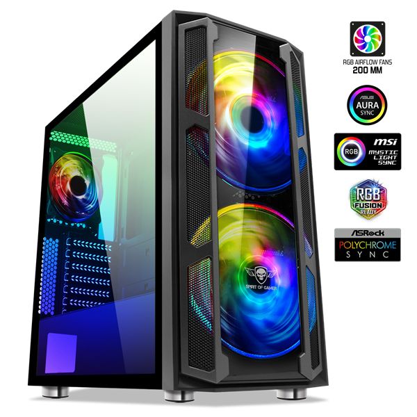 Spirit Of Gamer Ghost 5 RGB Tempered Glass Black