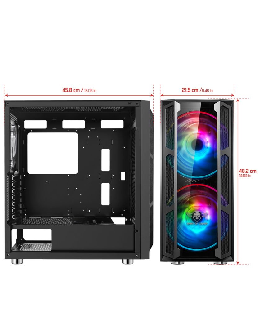 Spirit Of Gamer Ghost 5 RGB Tempered Glass Black