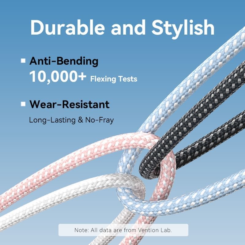 Vention USB 2.0 A Male to 3-in-1 USB-C & Lightning & Micro-B Male 6A Cable 1,5m Black