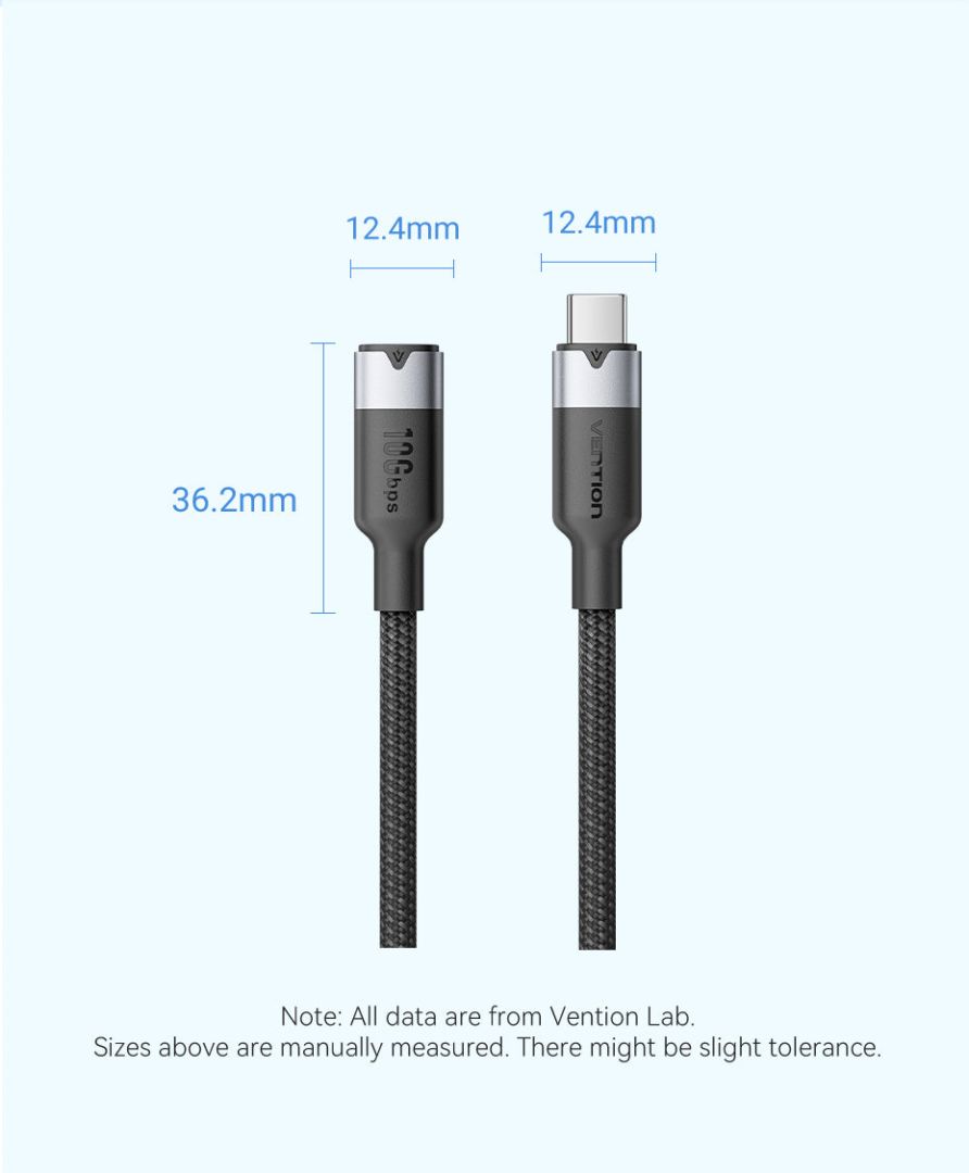 Vention USB 3.2 Gen2 C Male to C Female 10Gbps Extension Aluminum Alloy Type cable 0,5m White