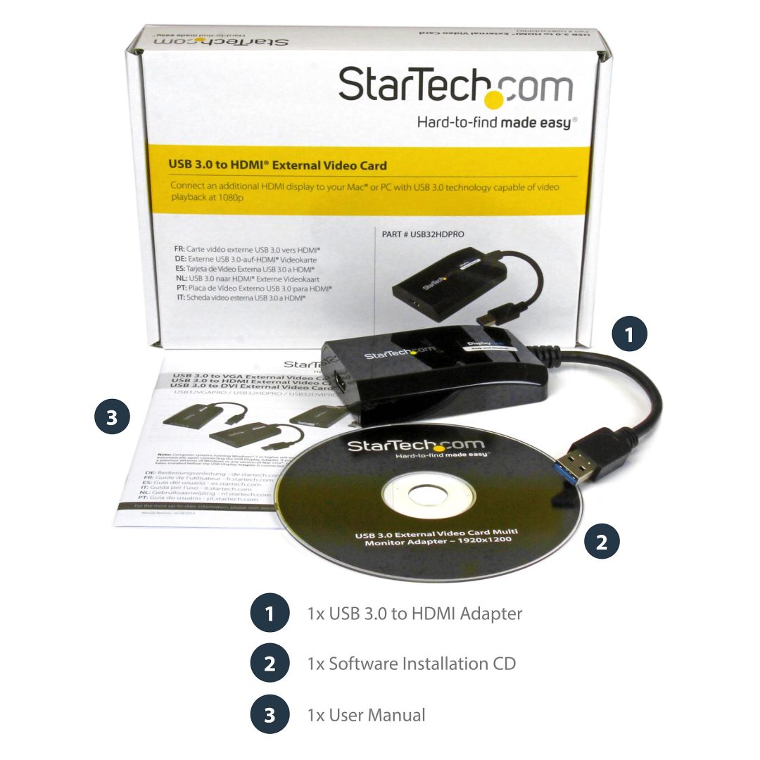 Startech USB 3.0 to HDMI Adapter cable Black