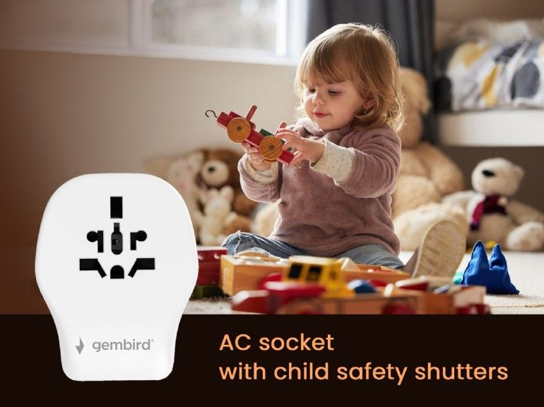 Gembird Universal travel power adapter 20W White