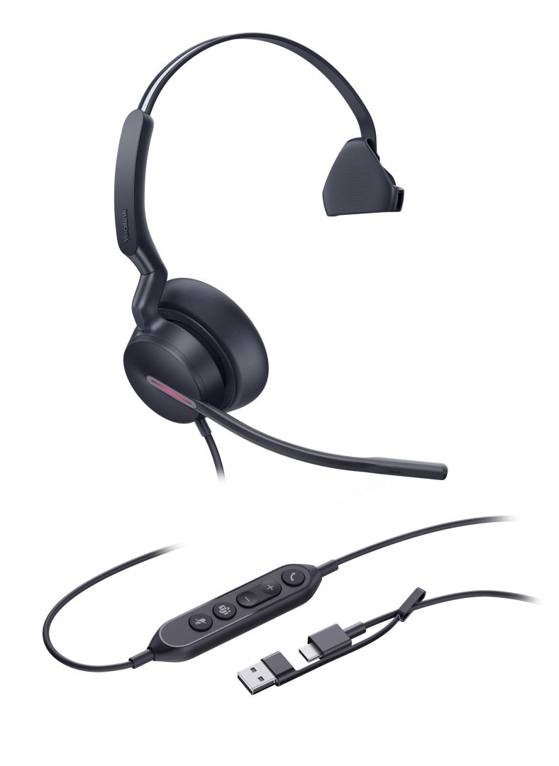 Yealink UH46 Mono Teams USB-C/A Headset Black