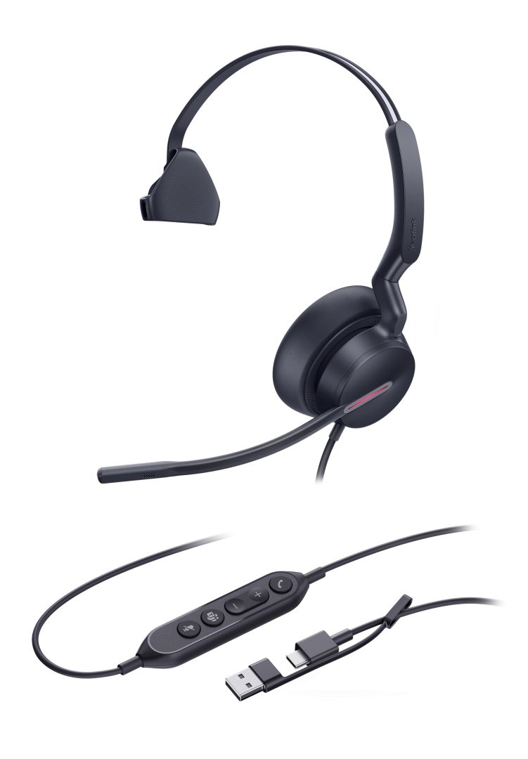 Yealink UH46 Mono Teams USB-C/A Headset Black