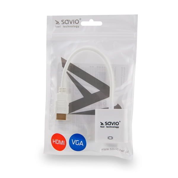 Savio CL-201 HDMI to VGA Adapter White