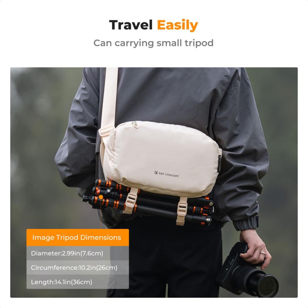 K&F Concept 2in1 Sling Bag Everyday Shoulder Bag & Photography Camera Backpack 10L Beige