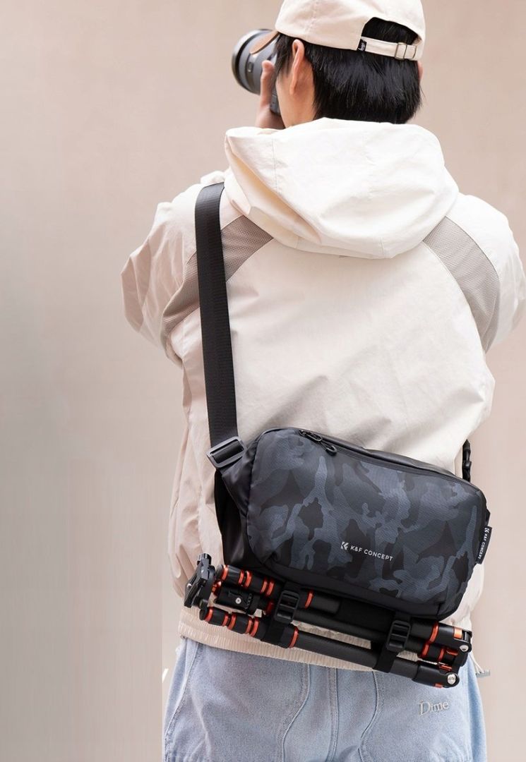 K&F Concept 2in1 Sling Bag Everyday Shoulder Bag & Photography Camera Backpack 10L Black/Grey Camo