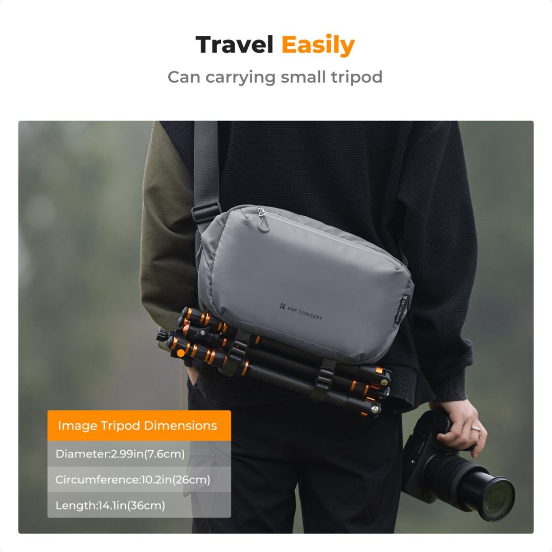 K&F Concept 2in1 Sling Bag Everyday Shoulder Bag & Photography Camera Backpack 10L Dark Grey