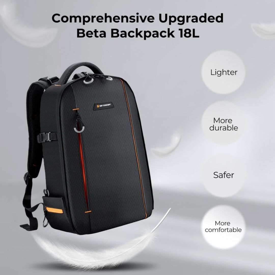 K&F Concept Lightweight Camera Backpack for Photographers 18L Black/Orange