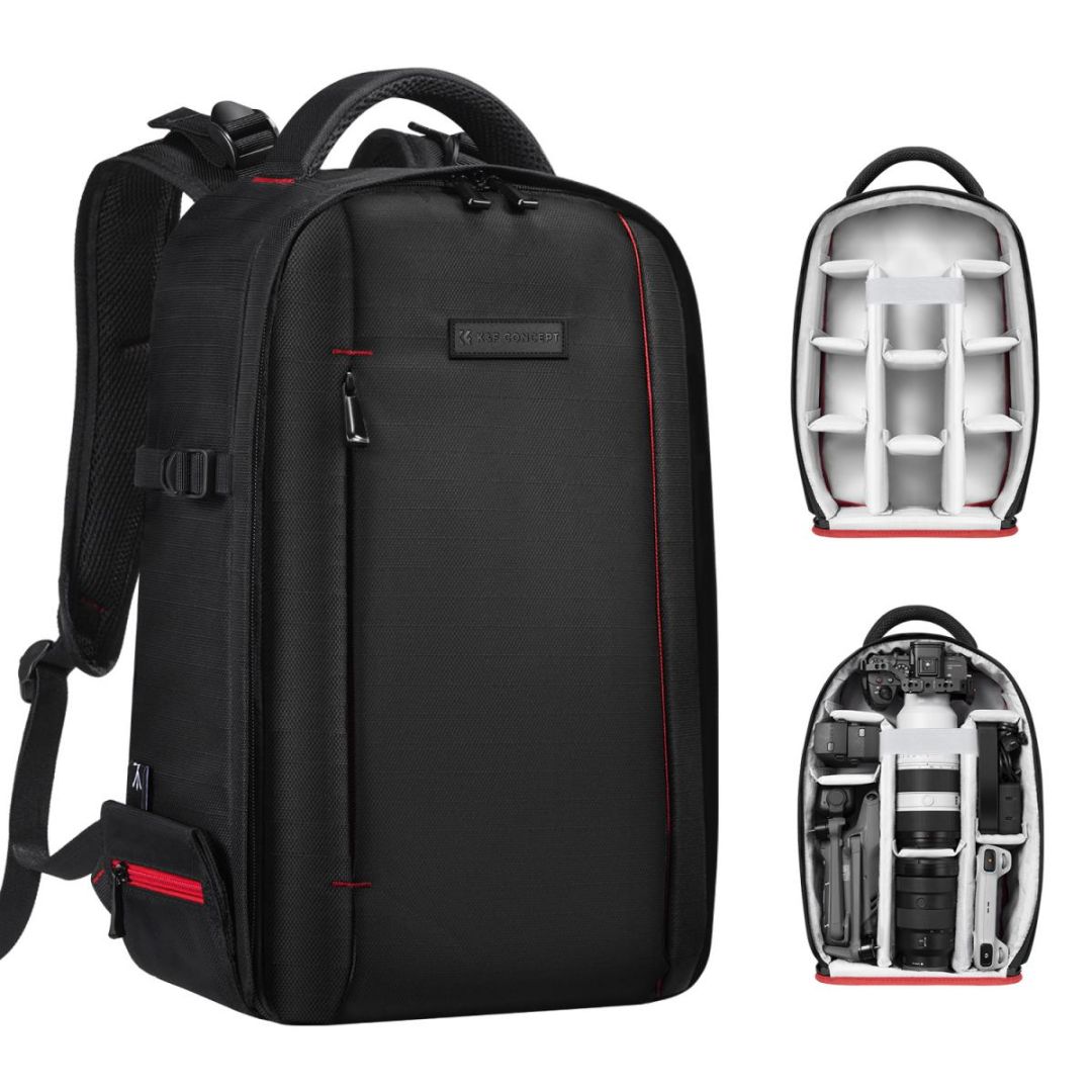 K&F Concept Lightweight Camera Backpack for Photographers 18L Black/Red