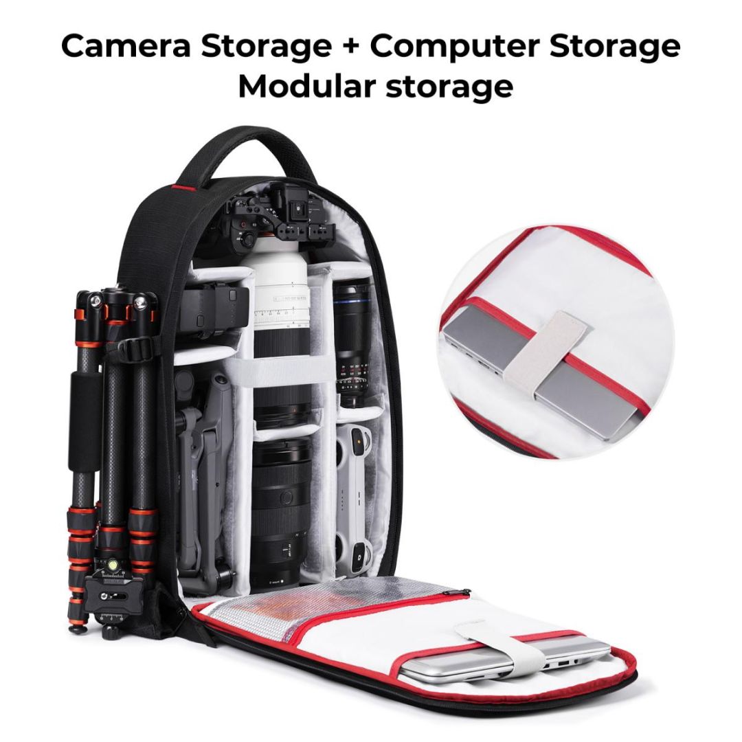 K&F Concept Lightweight Camera Backpack for Photographers 18L Black/Red