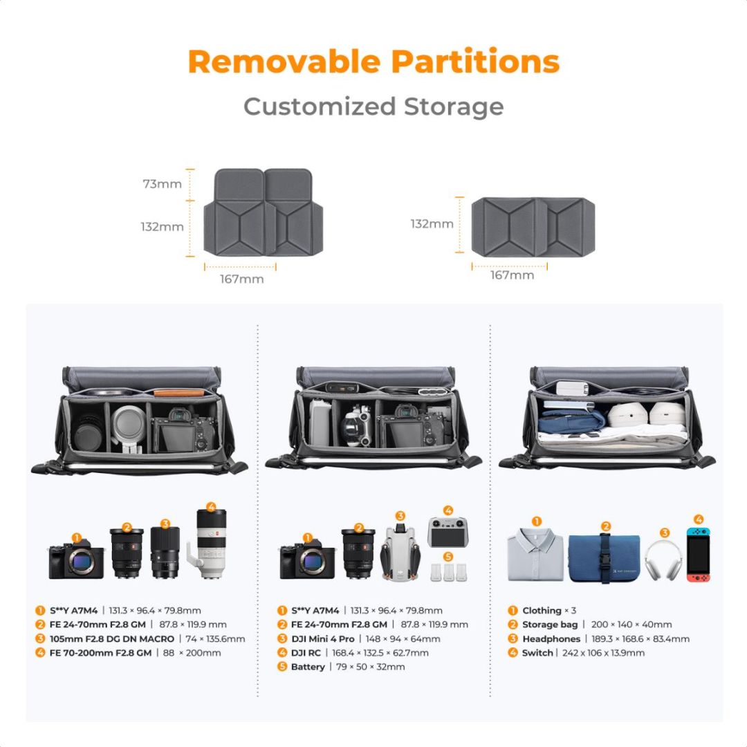 K&F Concept Camera Crossbody Shoulder Backpack 10L Black