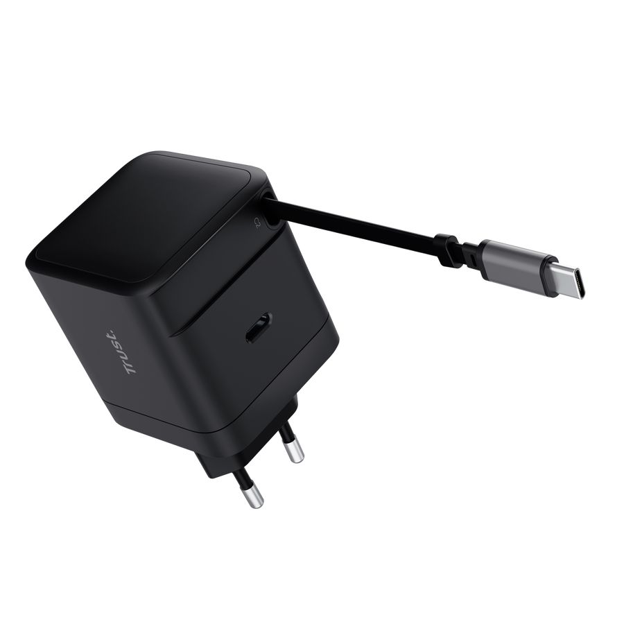 Trust Maxo 65W Retractable USB-C PD Charger Black