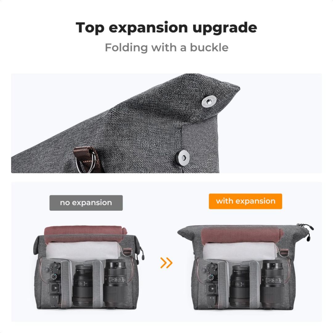 K&F Concept Casual Shoulder Photography Bag with Tripod Strap 8L Dark Grey
