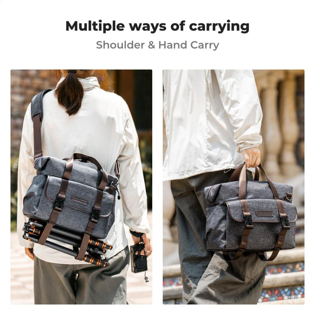 K&F Concept Casual Shoulder Photography Bag with Tripod Strap 8L Dark Grey