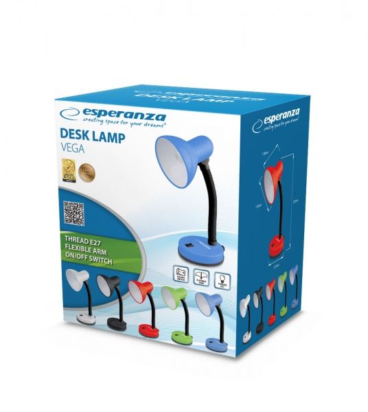 Esperanza Vega E27 Desk Lamp Green