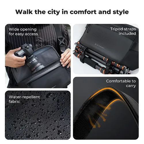 K&F Concept Waterproof Urban Wander Sling/Shoulder Camera Bag 10L Black