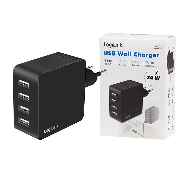 Logilink 4 port USB socket adapter 24 W 4x USB-A Black