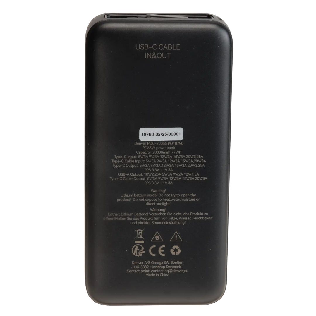 Denver PQC-20065 20000mAh PowerBank Black