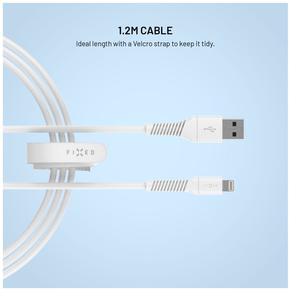 FIXED USB2.0 USB/Lightning kábel, 1,2m, fehér