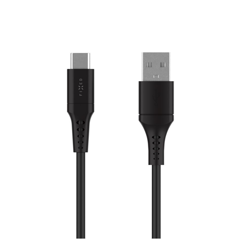 FIXED USB 2.0 hajlékony szilikon kábel USB-C/USB-C 0,3m, fekete