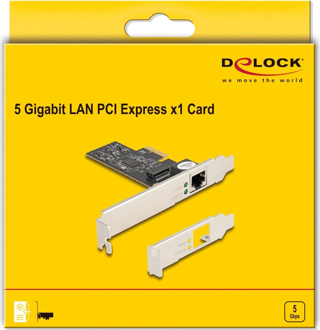 DeLock PCI Express x1 Network Card 5 Gigabit LAN 1 x RJ45 RTL8126