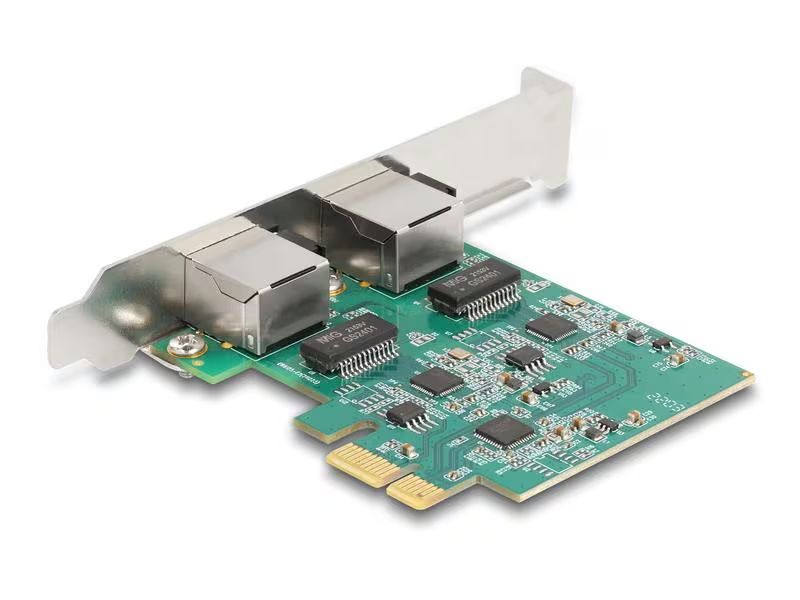 DeLock PCI Express x1 Network Card Gigabit LAN 2 x RJ45 BCM