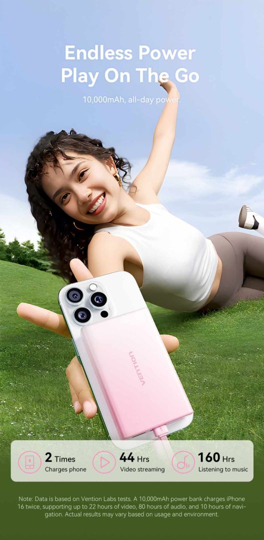 Vention 10000mAh Power Bank Gradient Pink