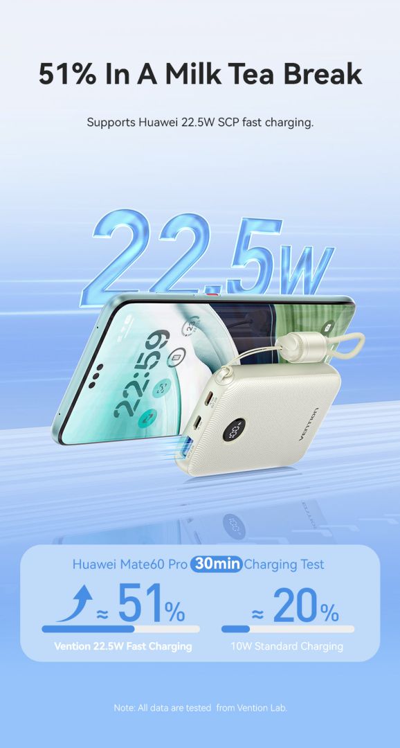 Vention 10000mAh Power Bank Blue