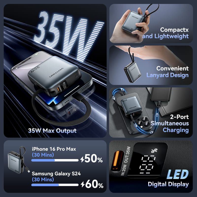 Vention 10000mAh Power Bank Beige