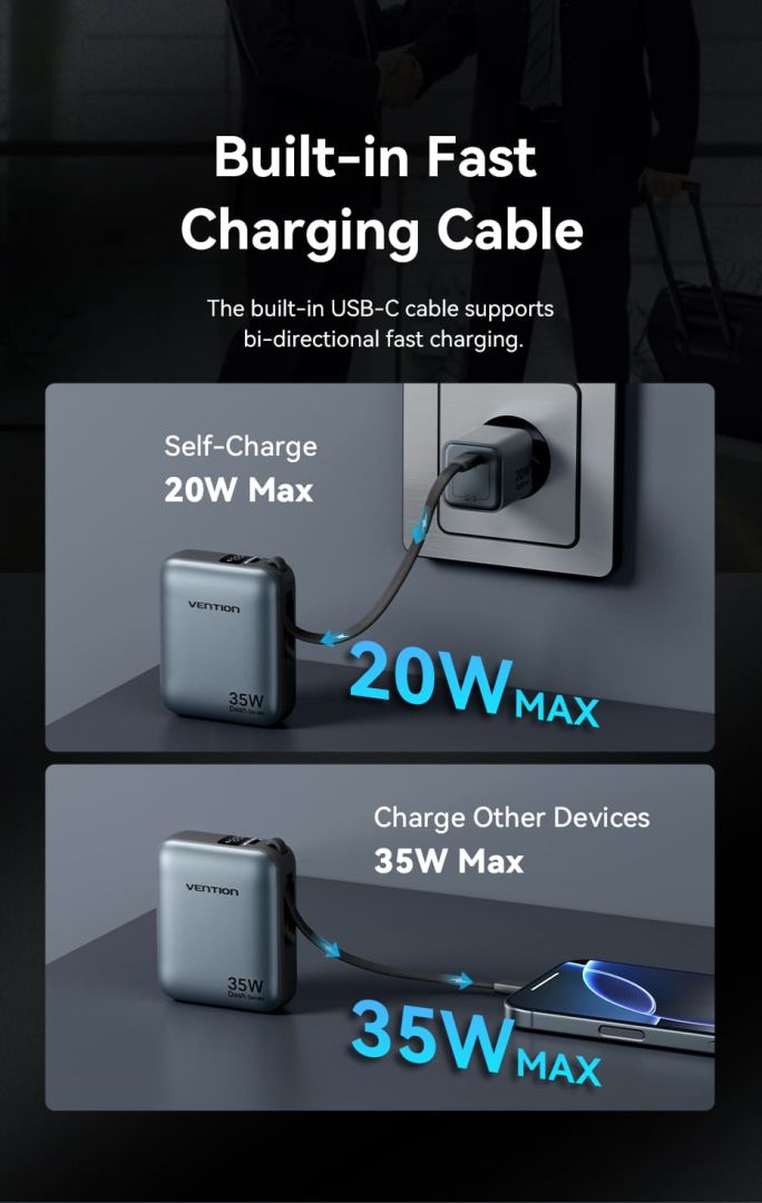 Vention 10000mAh Power Bank Beige