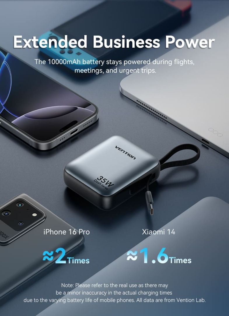 Vention 10000mAh Power Bank Grey