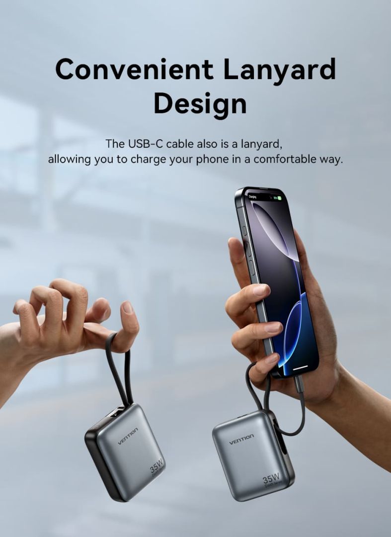 Vention 10000mAh Power Bank Grey