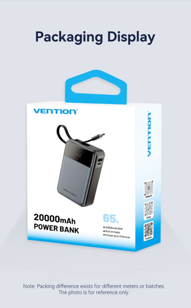 Vention 20000mAh Power Bank Black
