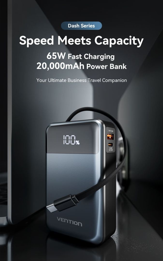 Vention 20000mAh Power Bank Black