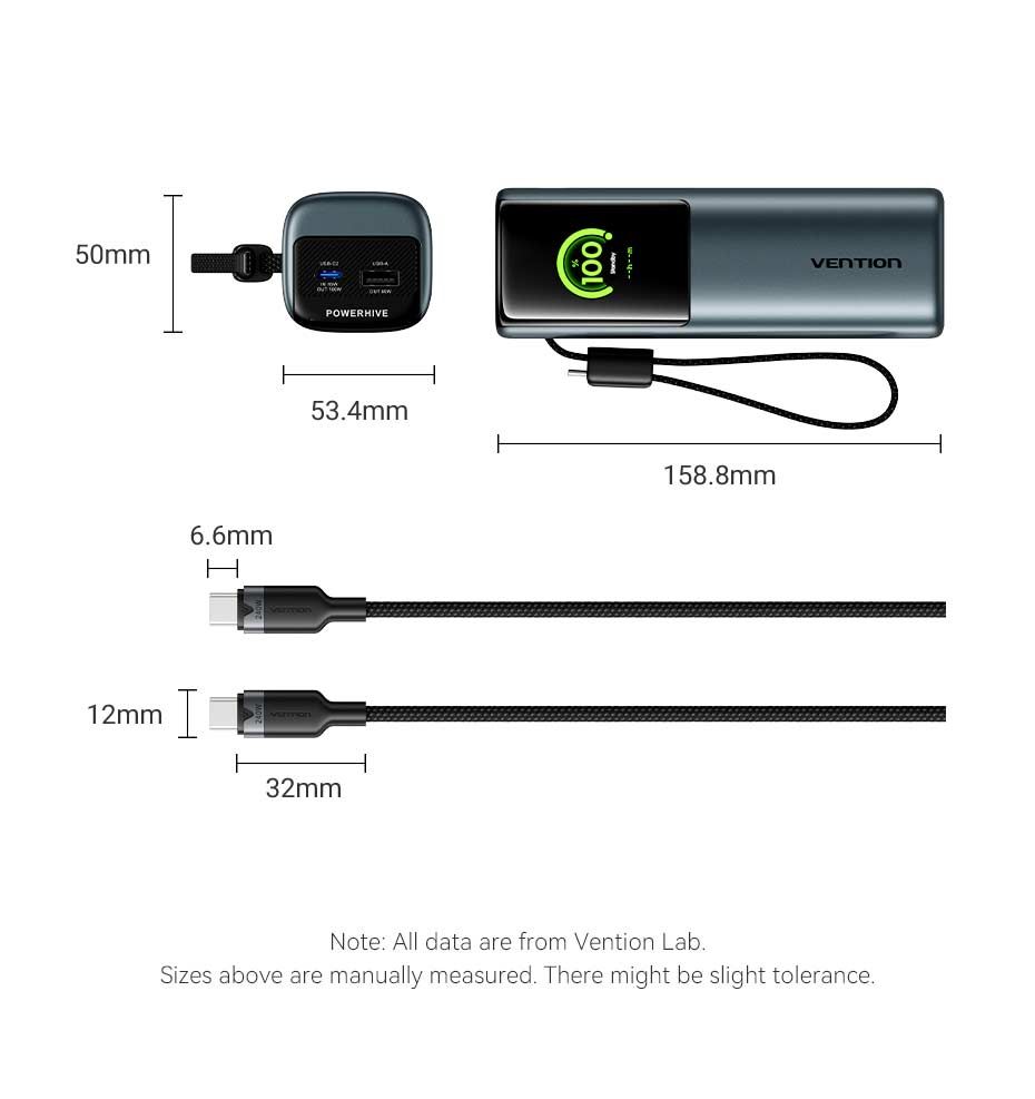Vention 20000mAh Power Bank Grey