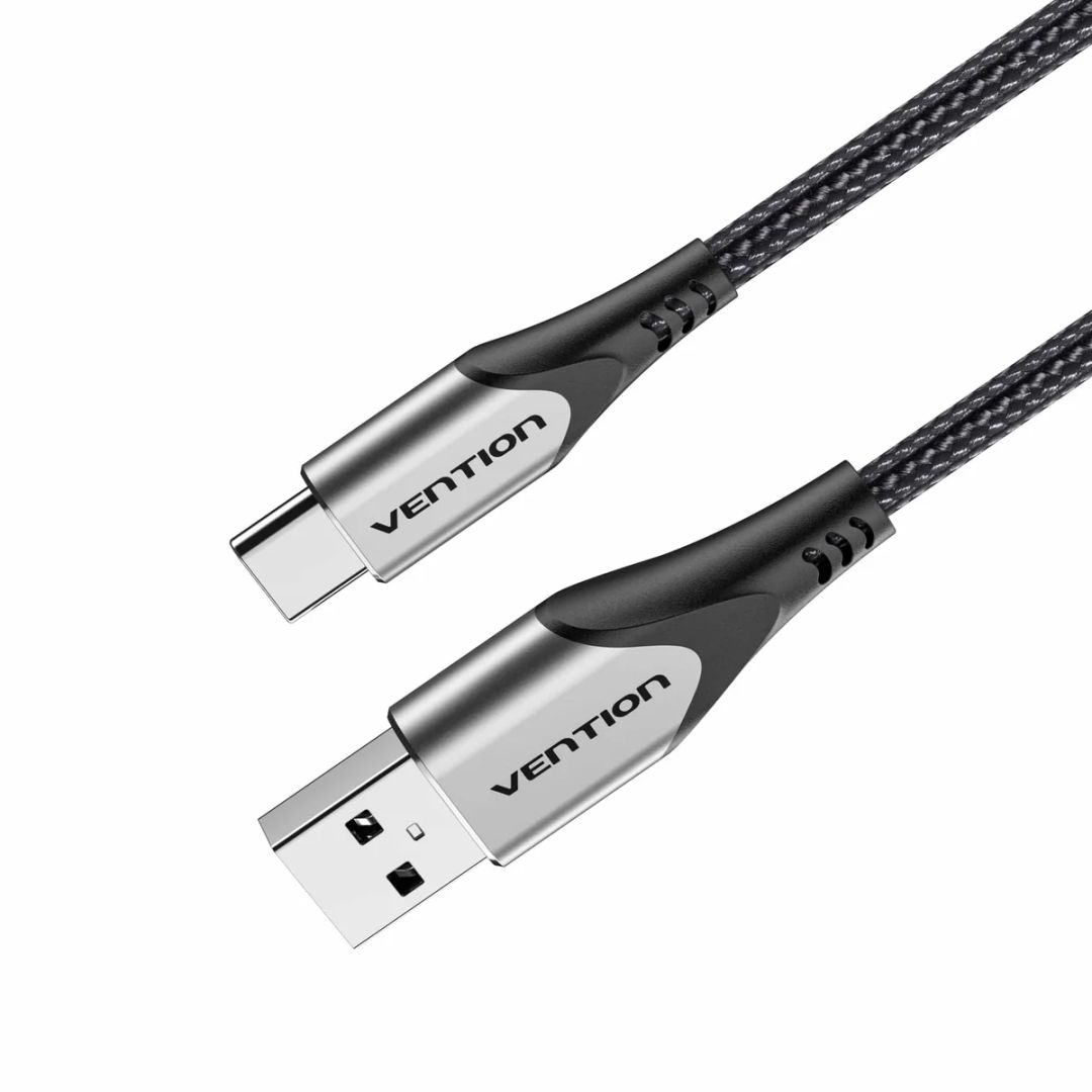 Vention Cotton Braided USB 2.0 A Male to C Male 3A Cable 2m Gray
