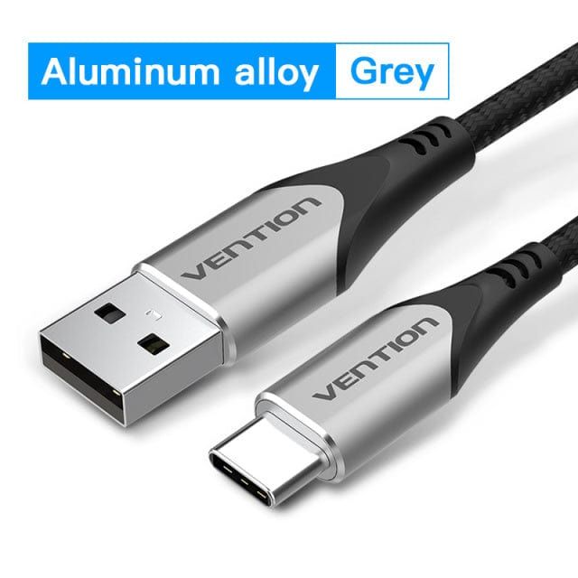 Vention Cotton Braided USB 2.0 A Male to C Male 3A Cable 2m Gray
