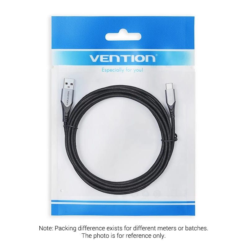 Vention Cotton Braided USB 2.0 A Male to C Male 3A Cable 2m Gray