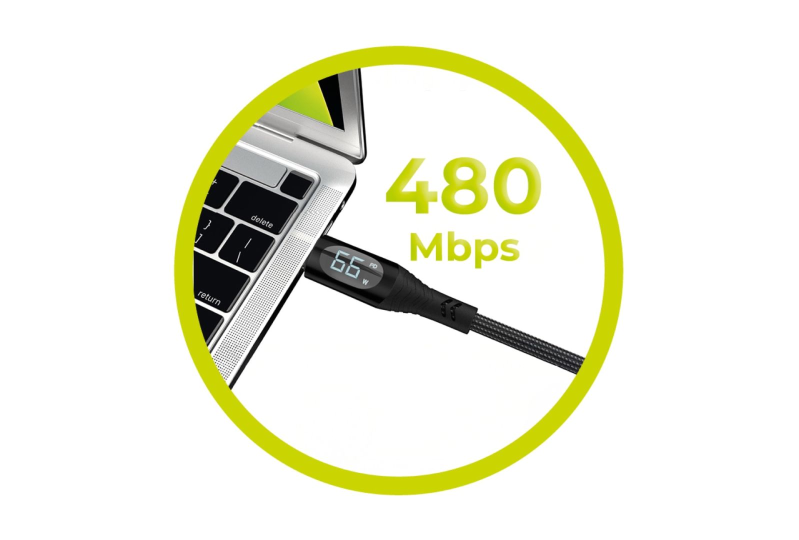 Mobile Origin 66W Display Cable USB-A to USB-C 1,5m Black