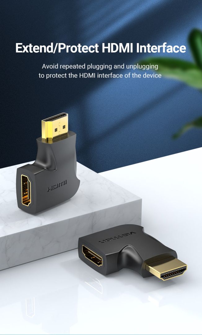 Vention HDMI 270 Degree Male to Female Vertical Flat Adapter Black