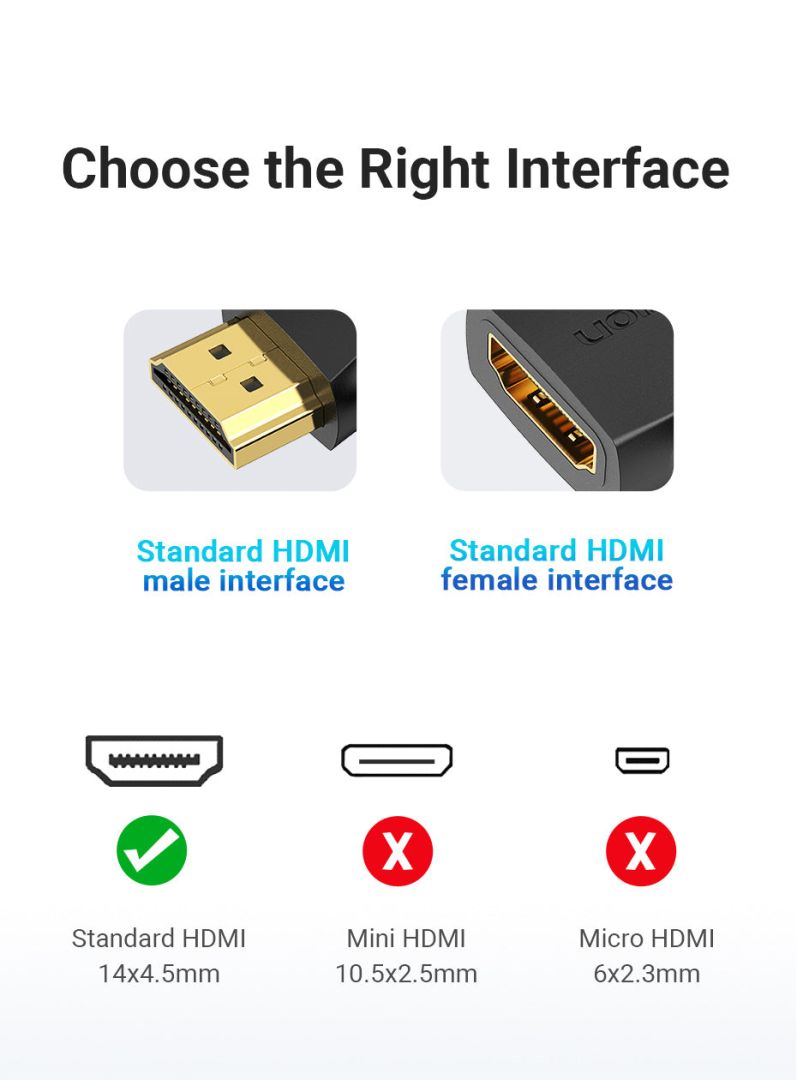 Vention HDMI 270 Degree Male to Female Vertical Flat Adapter Black