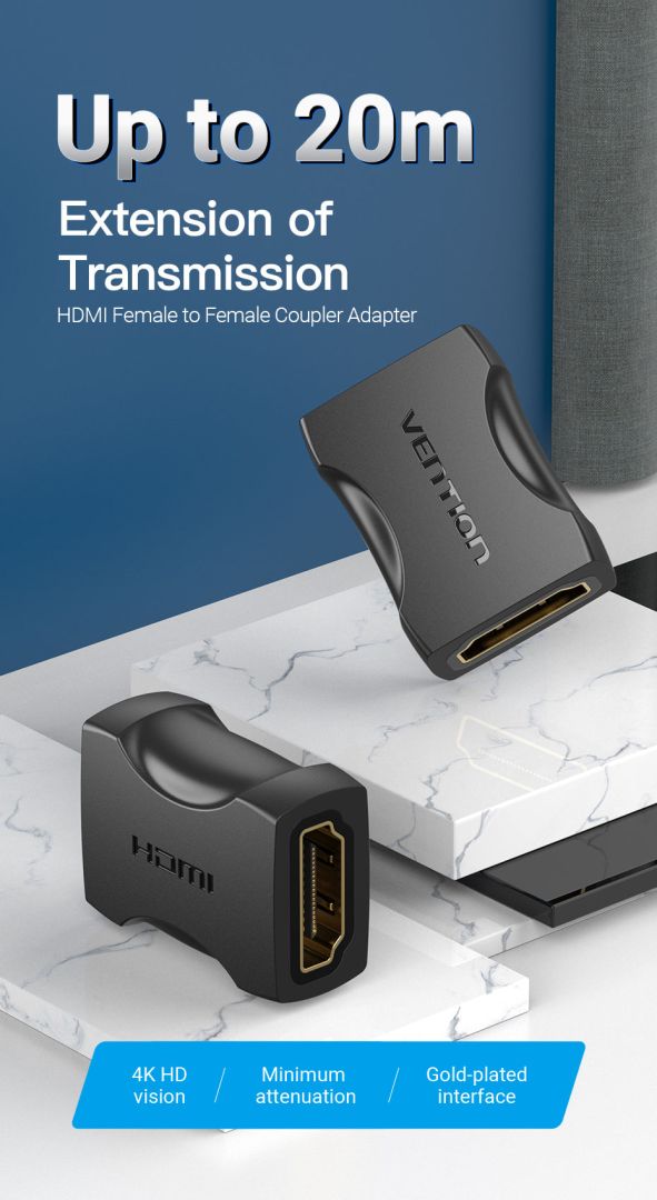 Vention HDMI Female to Female Coupler Adapter Black