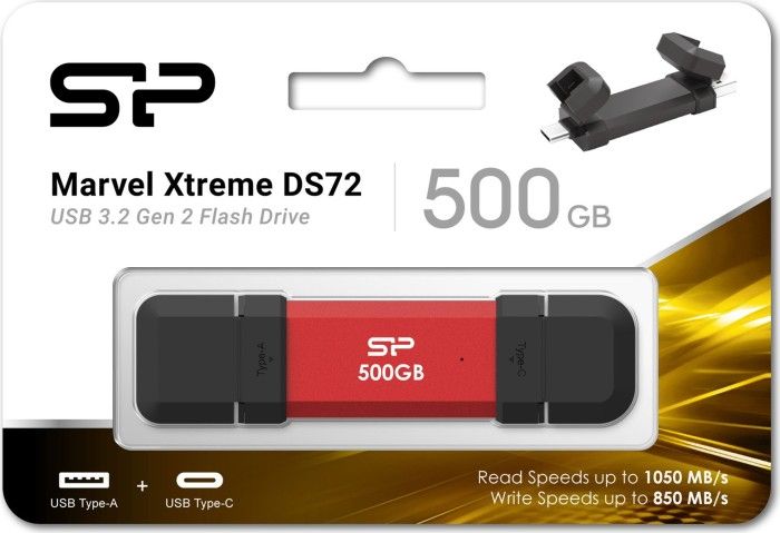 Silicon Power 500GB USB-C/USB3.2 DS72 Red