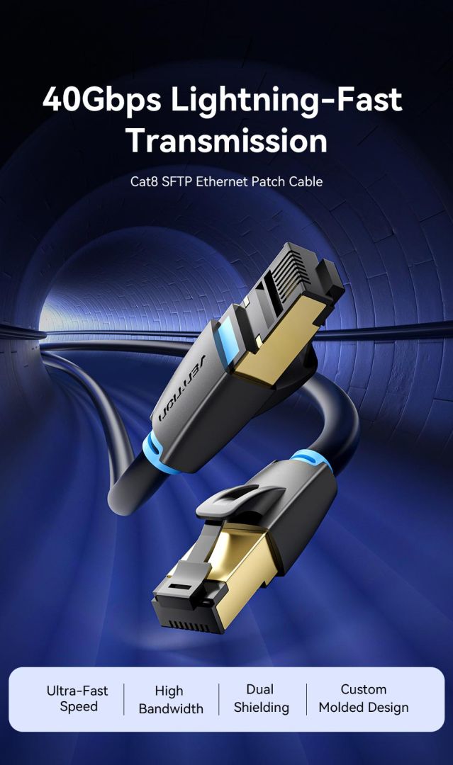 Vention CAT8 S-FTP Patch Cable 1m Black